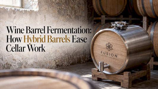 Hybrid oak barrel in a winery cellar